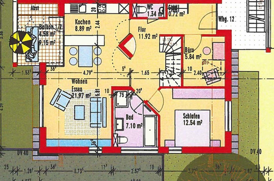 Grundriss Wohnung 12 unten Maisonettewohnung Althengstett