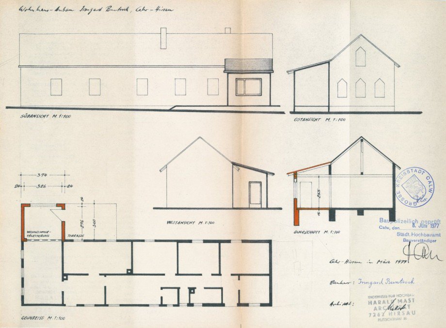 Pl�ne Anbau 1977 Einfamilienhaus Calw