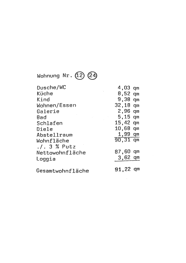 Wohnfl�chenberechnung Maisonettewohnung Calw-Heumaden