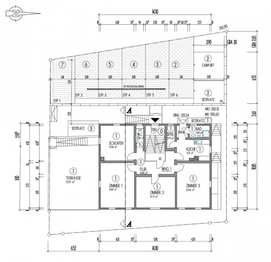 Grundriss 1. OG Etagenwohnung Calw