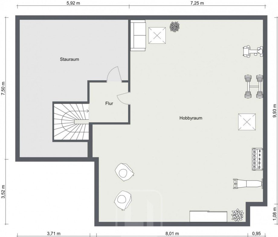2D-Grundriss Dachgeschoss Bungalow M�ssingen