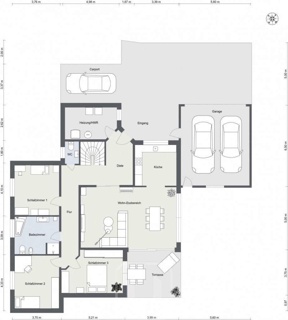 2D-Grundriss Erdgeschoss Bungalow M�ssingen