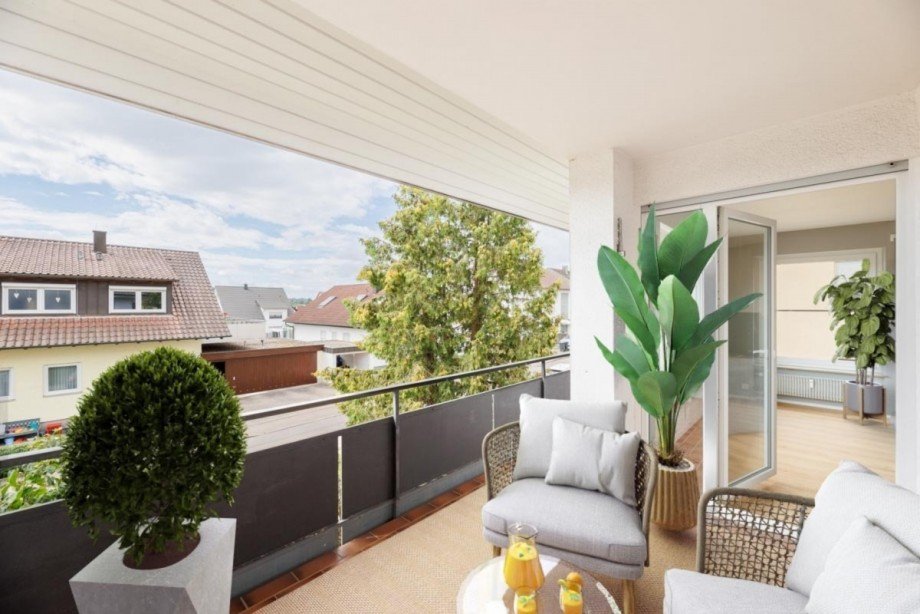 Einrichtungsbeispiel Balkon Etagenwohnung Nufringen