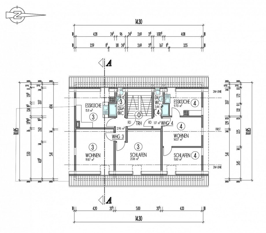 Grundriss DG Etagenwohnung Calw