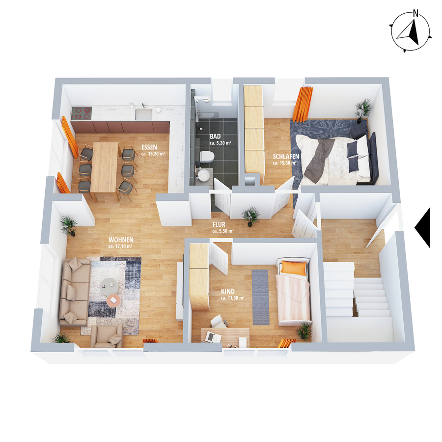 Grundriss Erdgeschosswohnung Jettingen