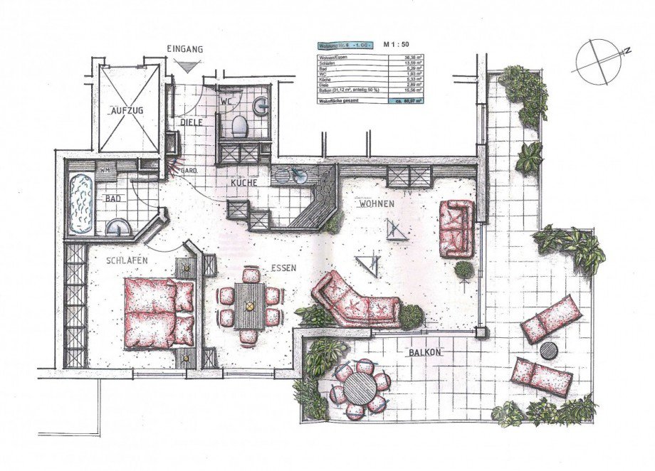 Grundriss Etagenwohnung Schwieberdingen