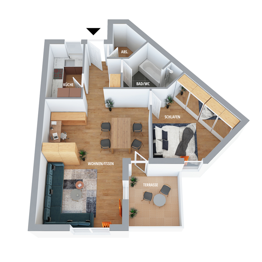 3D-Grundriss Etagenwohnung Aidlingen