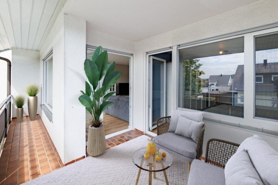 Balkon Einrichtungsbeispiel Etagenwohnung Nufringen