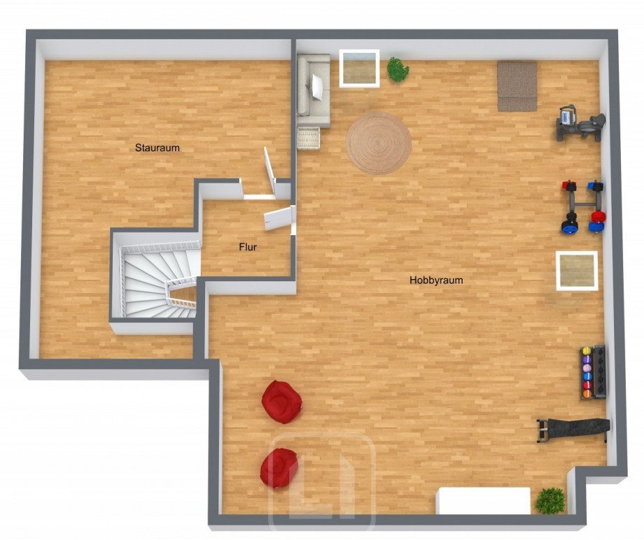 3D-Grundriss Dachgeschoss Bungalow M�ssingen
